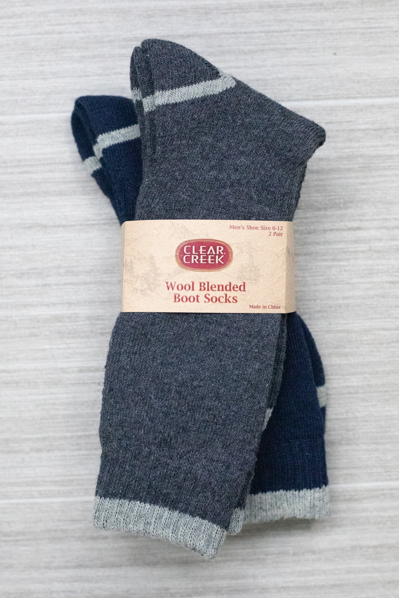 Gray & Navy Wool Blend Socks