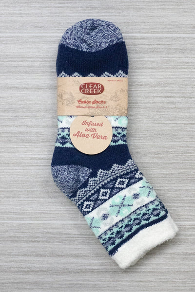 Heart Stripe Cabin Socks W/ Aloe