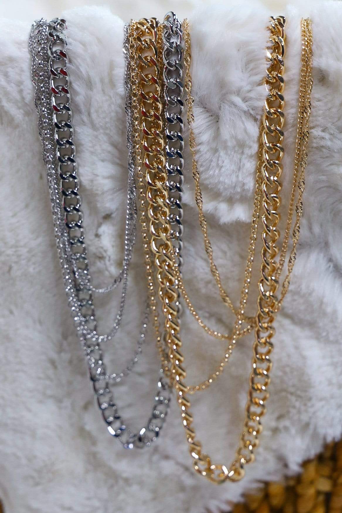 four chain necklace, very trendy chains