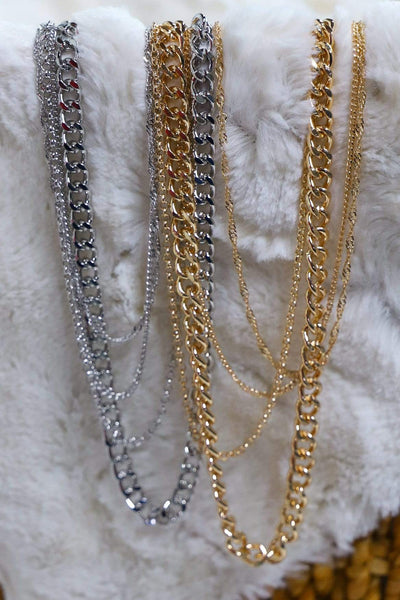 four chain necklace, very trendy chains