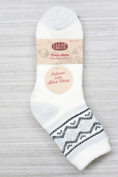 Poinsettia Cuff Cabin Socks W/ Aloe