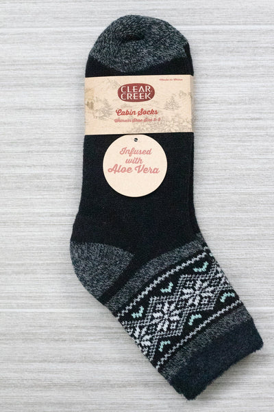 Snowflake Cabin Socks W/ Aloe