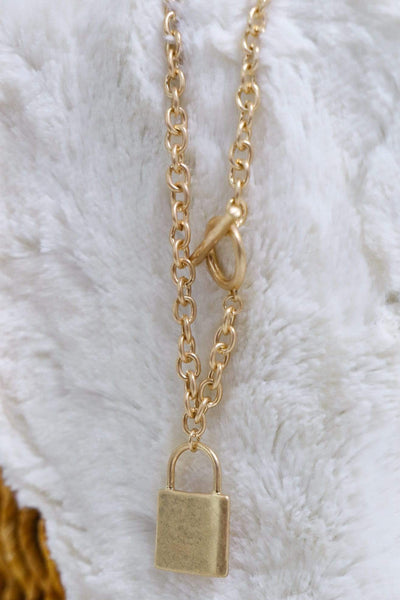 gold lock necklace
