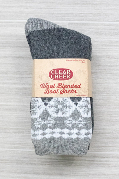 Clear Creek Women's Fairisle & Solid Crew Socks