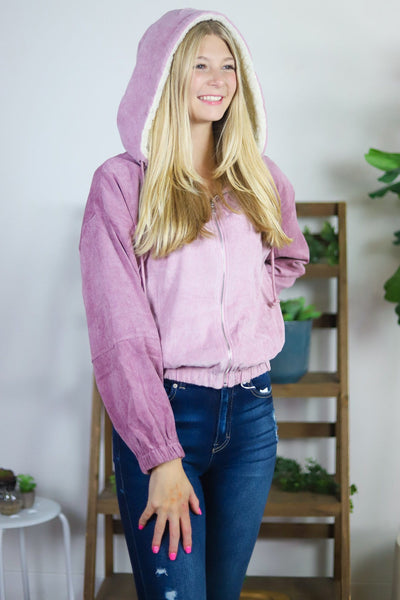 Mauve & Pink Colorblock Corduroy Jacket