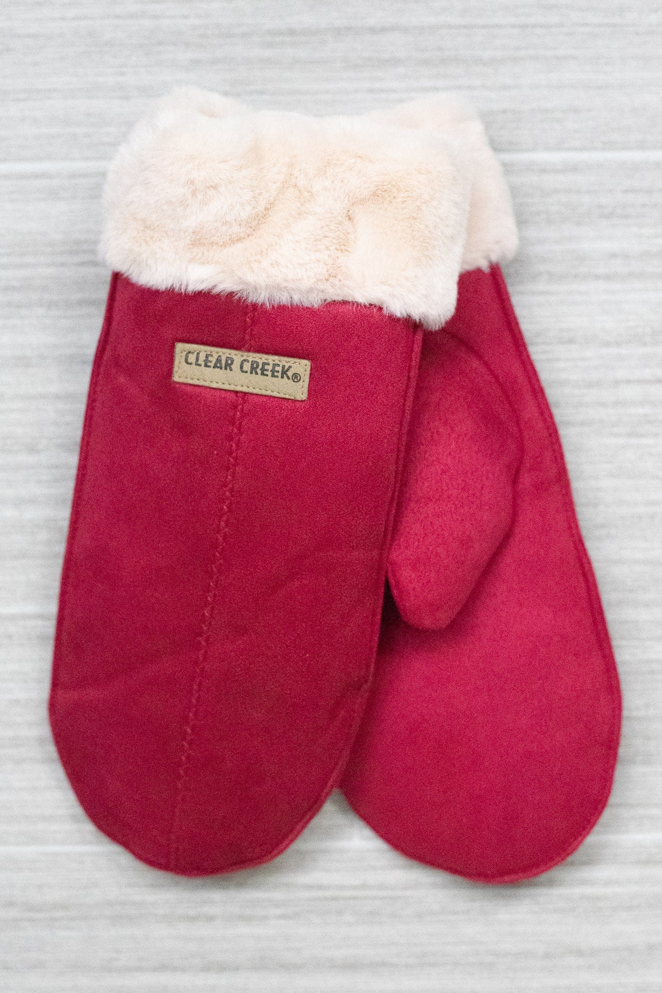 Red Suede Fur Lined Mittens