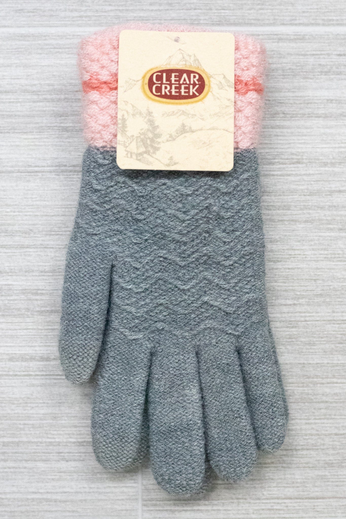 Gray Pink Cuff Fashion Texting Glove