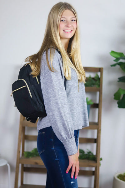 Ribbed Knit Puff Sleeve Top