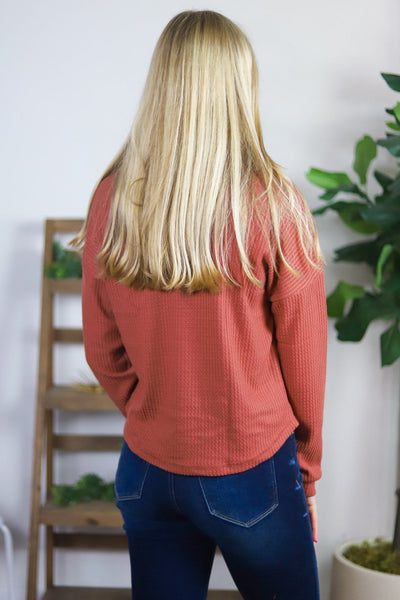 Terracotta Waffle Long Sleeve Top