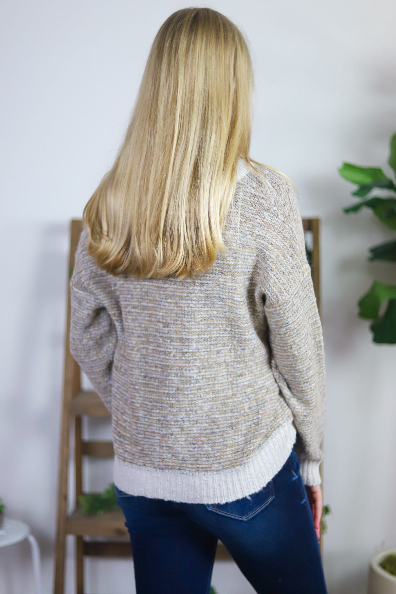 Marled Pullover Henley Sweater