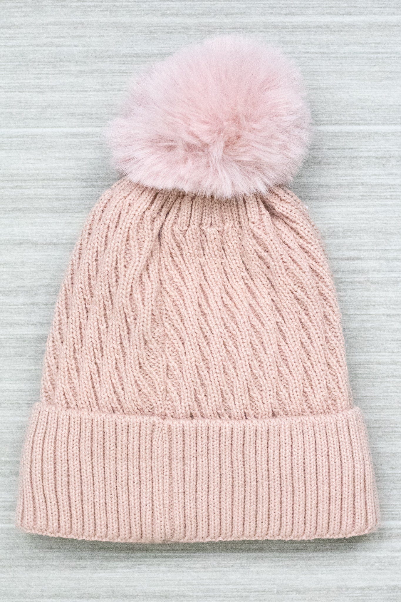 Pink Cable Fur Lined Hat