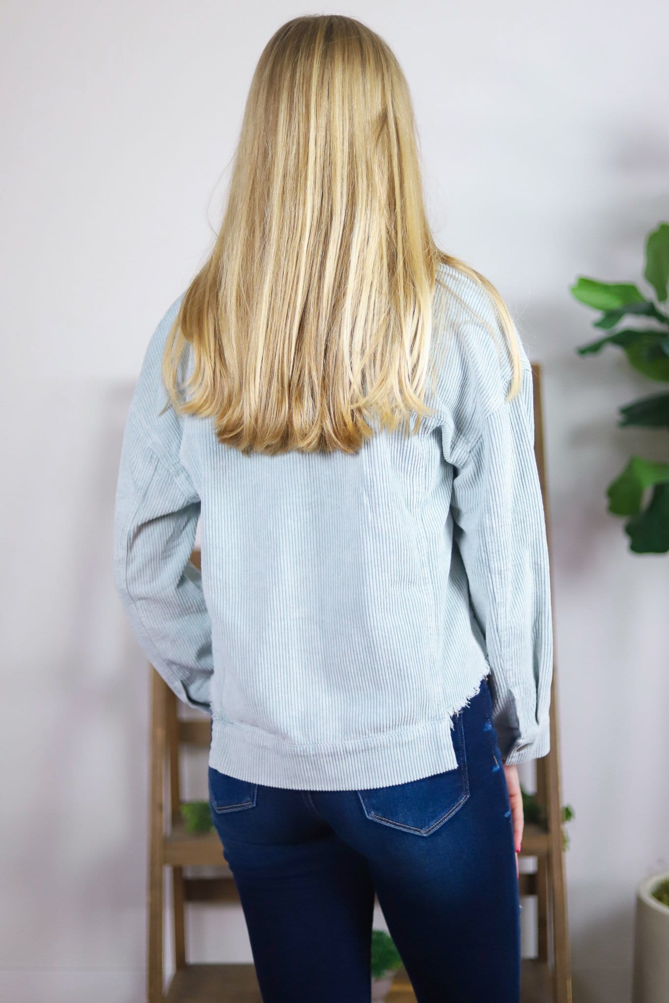 Sage Corduroy Raw Hem Jacket