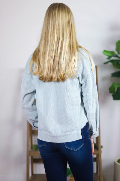 Sage Corduroy Raw Hem Jacket