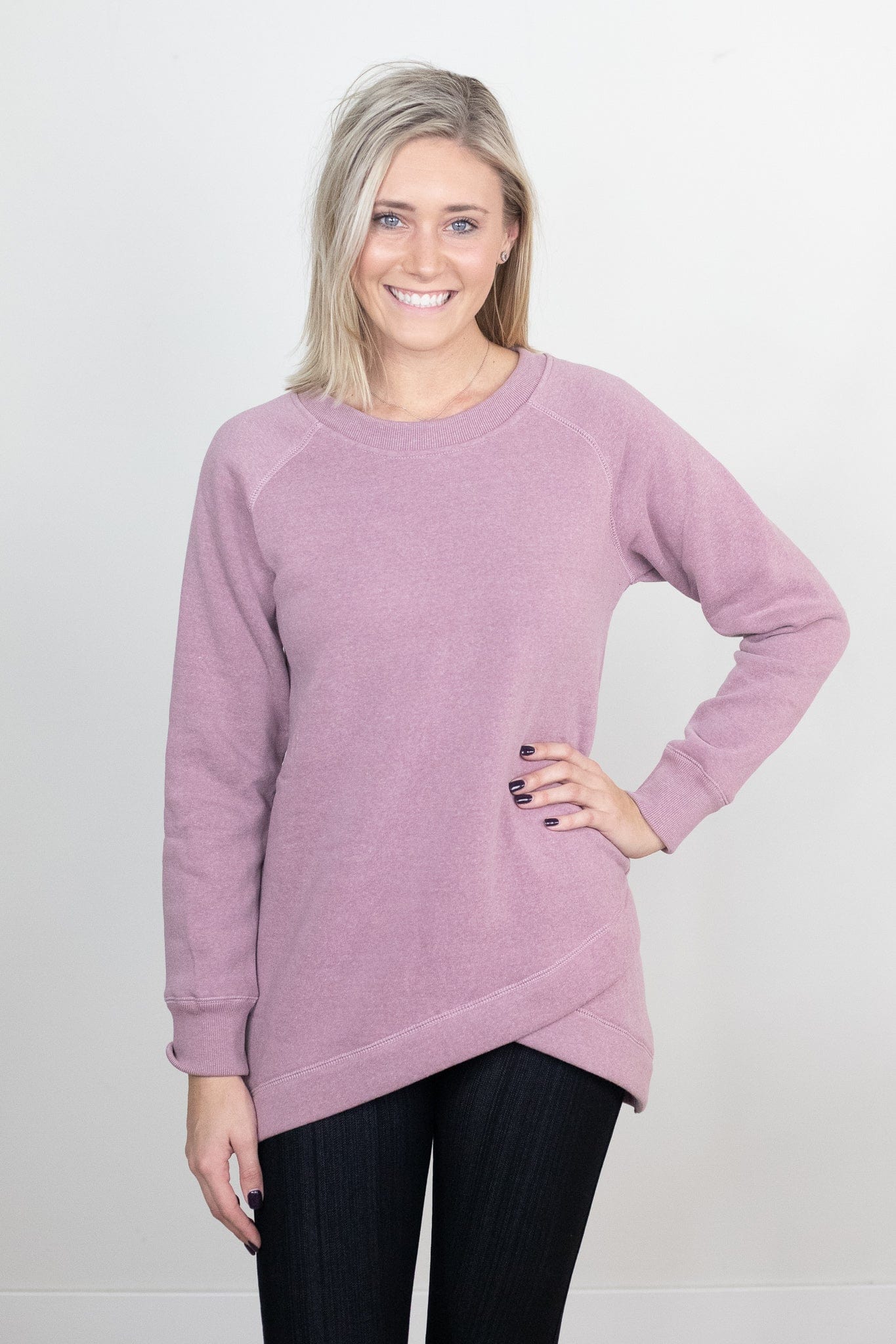 asymmetrical fleece tunic