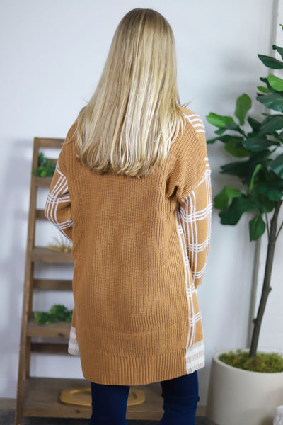 Checker Button Boyfriend Cardigan