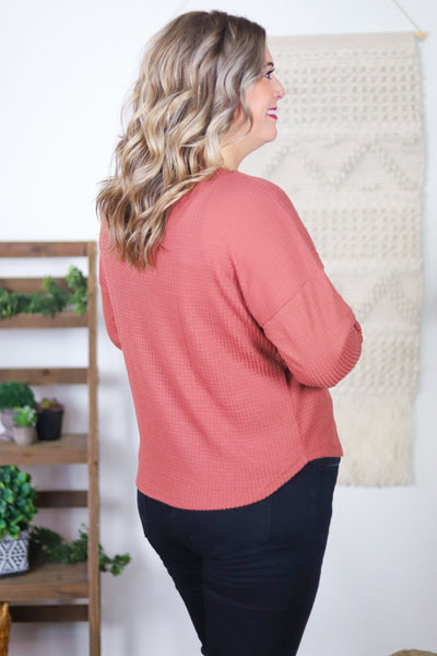 Terracotta Waffle Long Sleeve Top