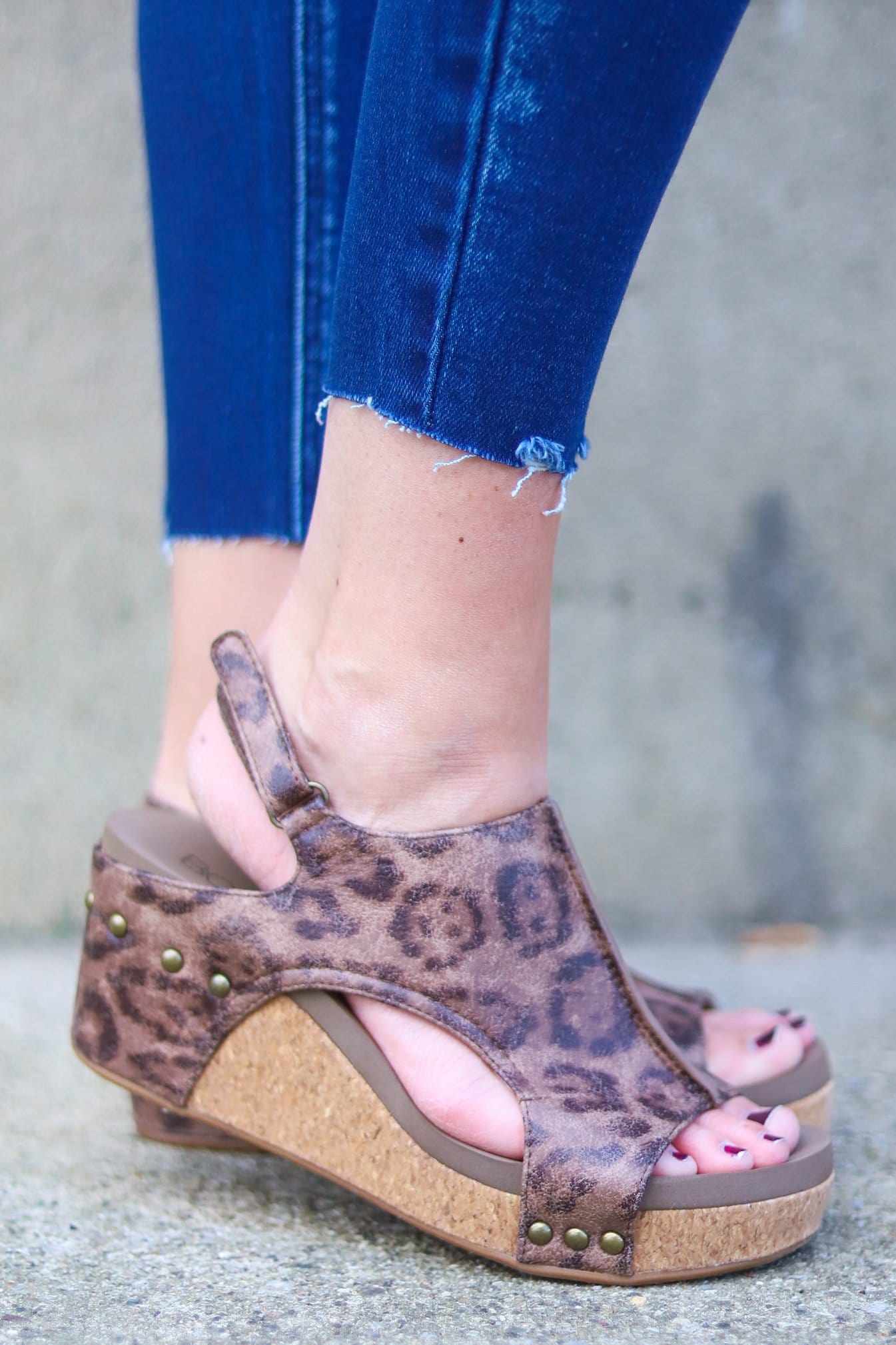 Distressed Leopard Carley Wedge Sandal