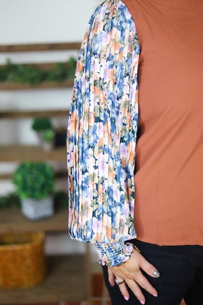 floral watercolor sleeve blouse 