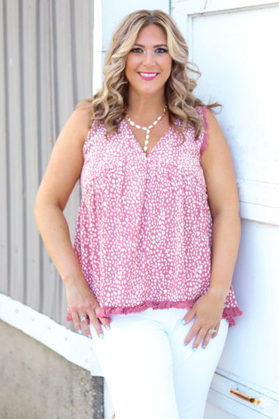 Rose Animal Fringe Tank