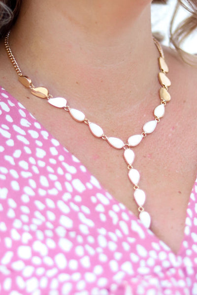 White Stone Y Necklace