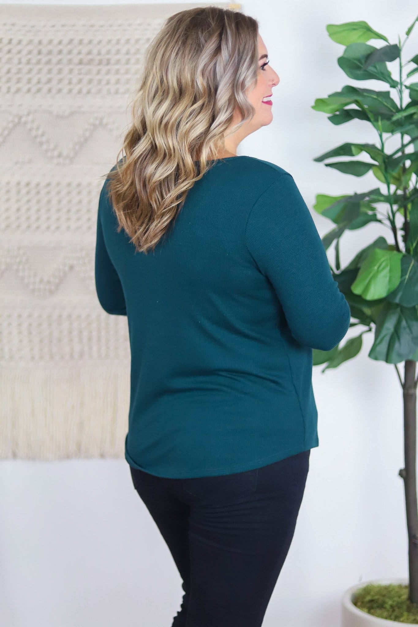 teal blue long sleeve shirt