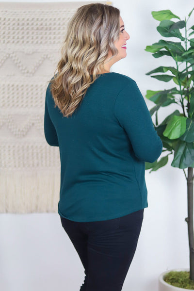 teal blue long sleeve shirt