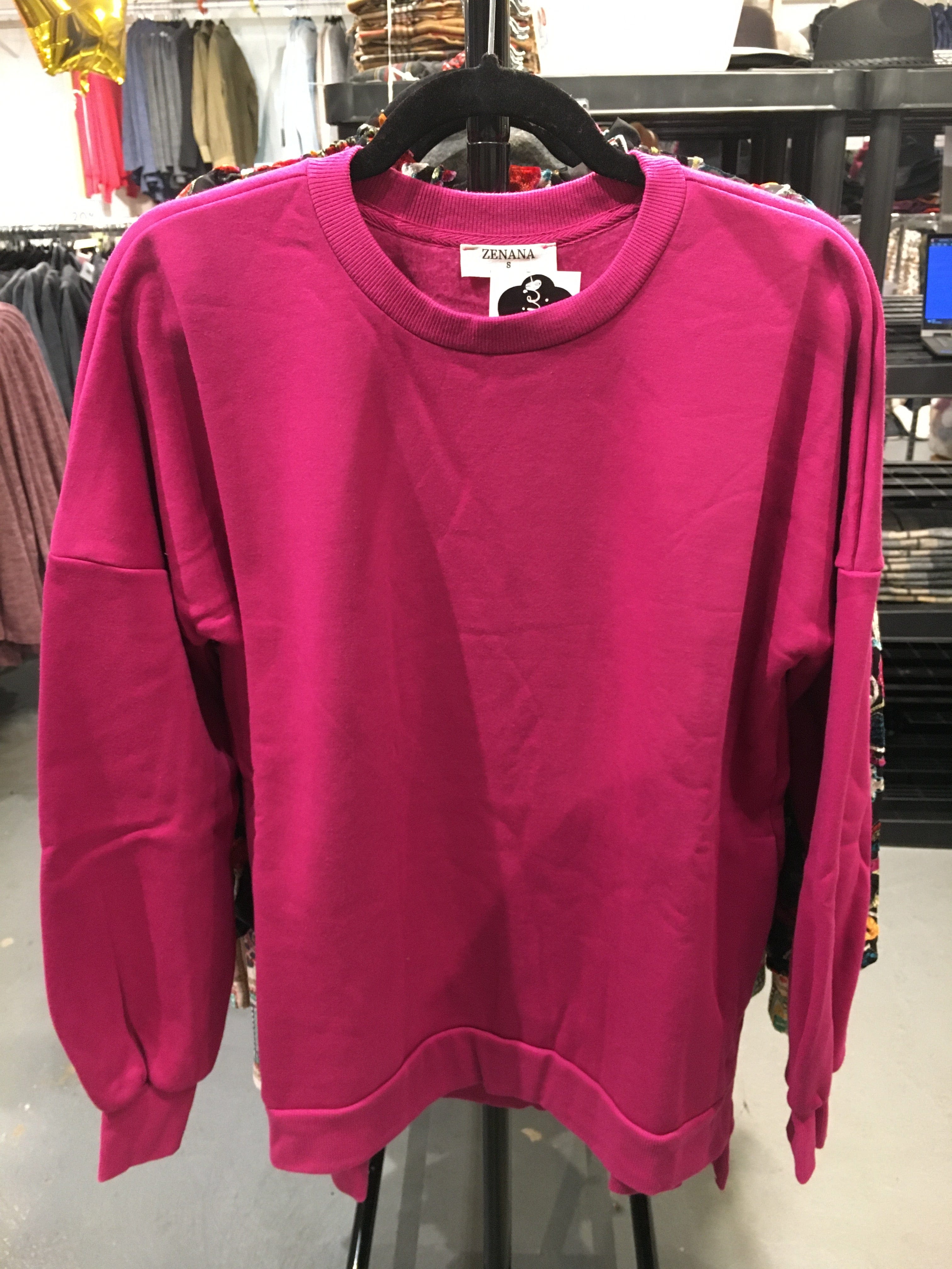 Magenta Cozy Pullover Hi-Low Sweatshirt