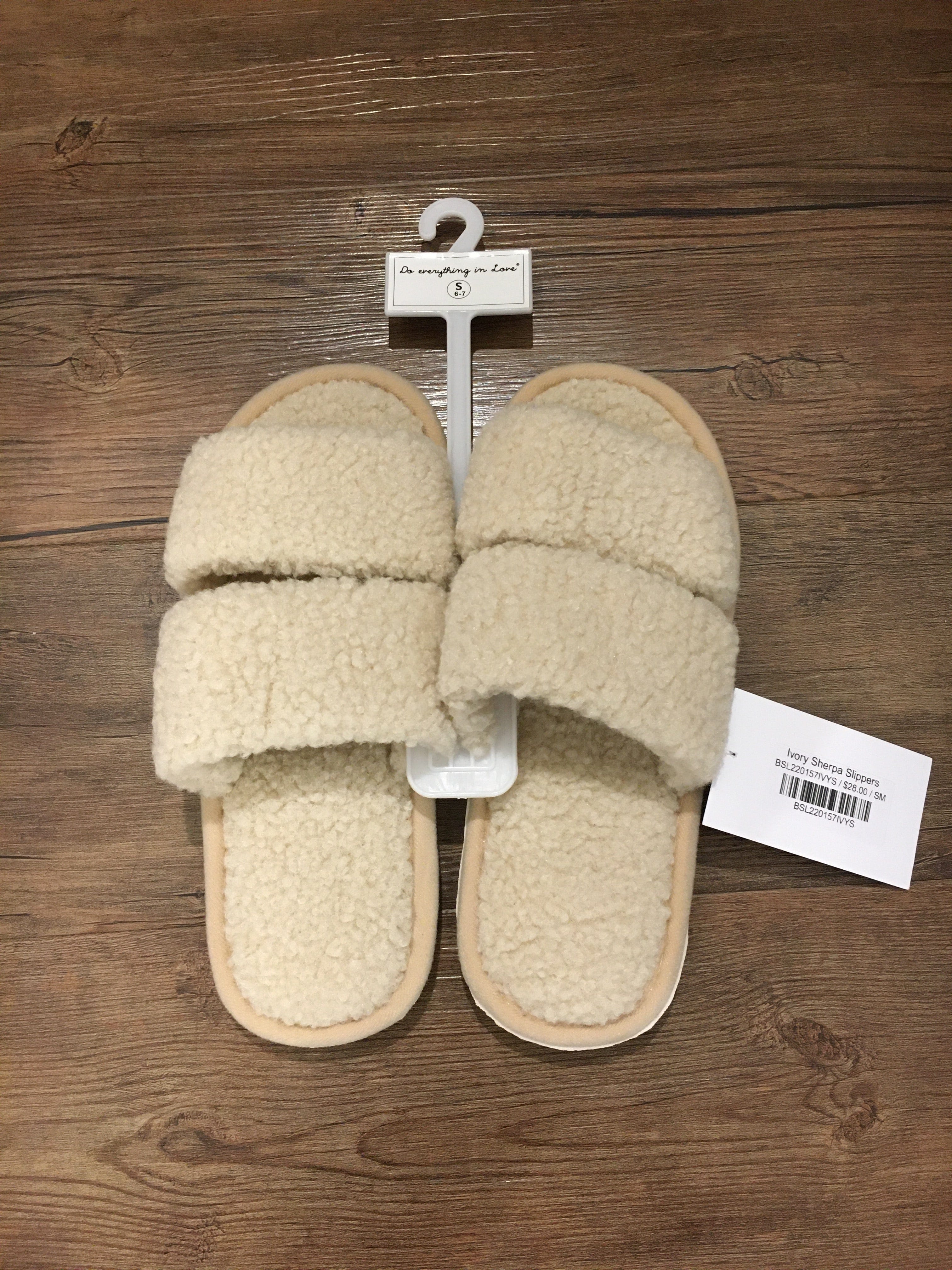 Ivory Sherpa Slippers