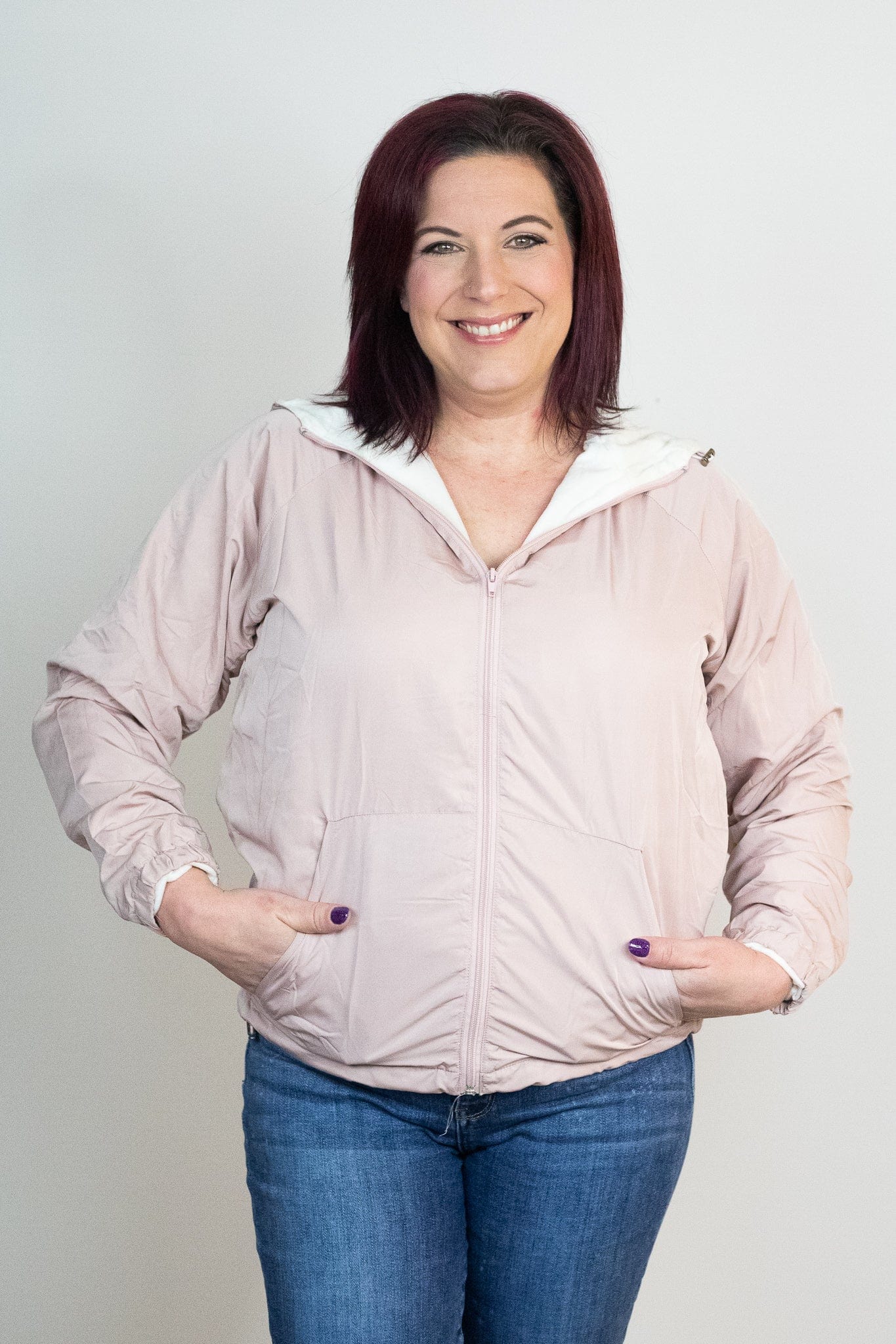 Blush Fleece Lined Wind Breaker Jacket