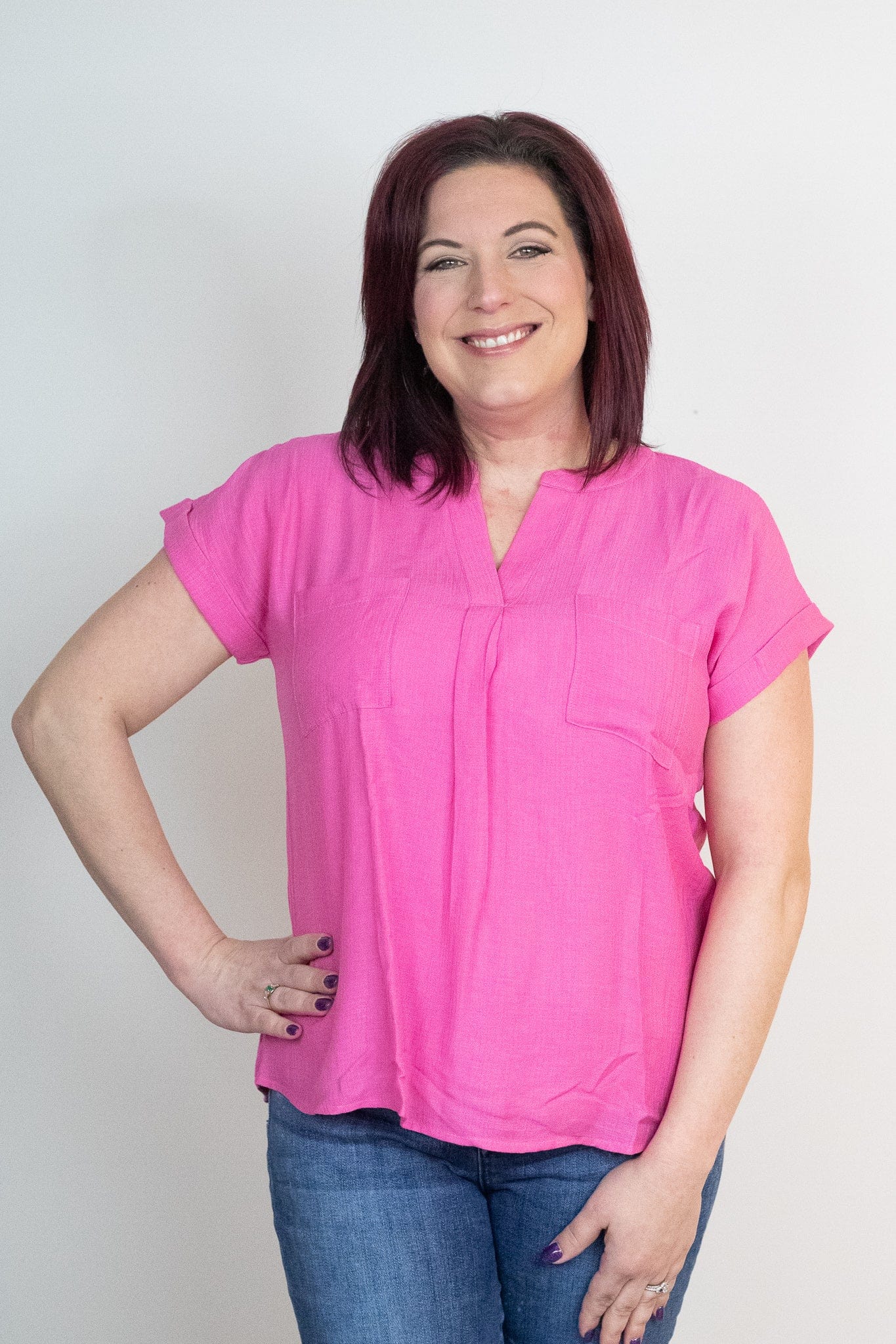 Fuchsia Woven Blouse