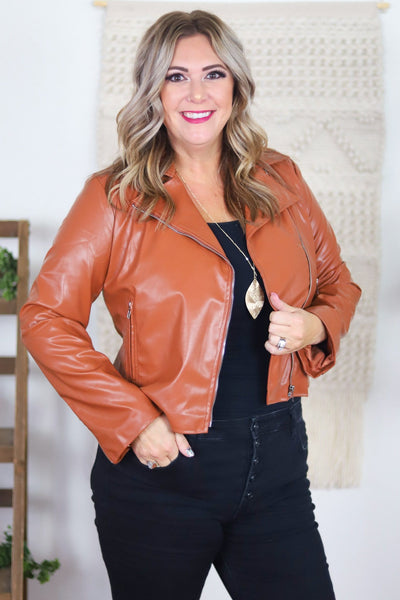 red/brown leather jacket