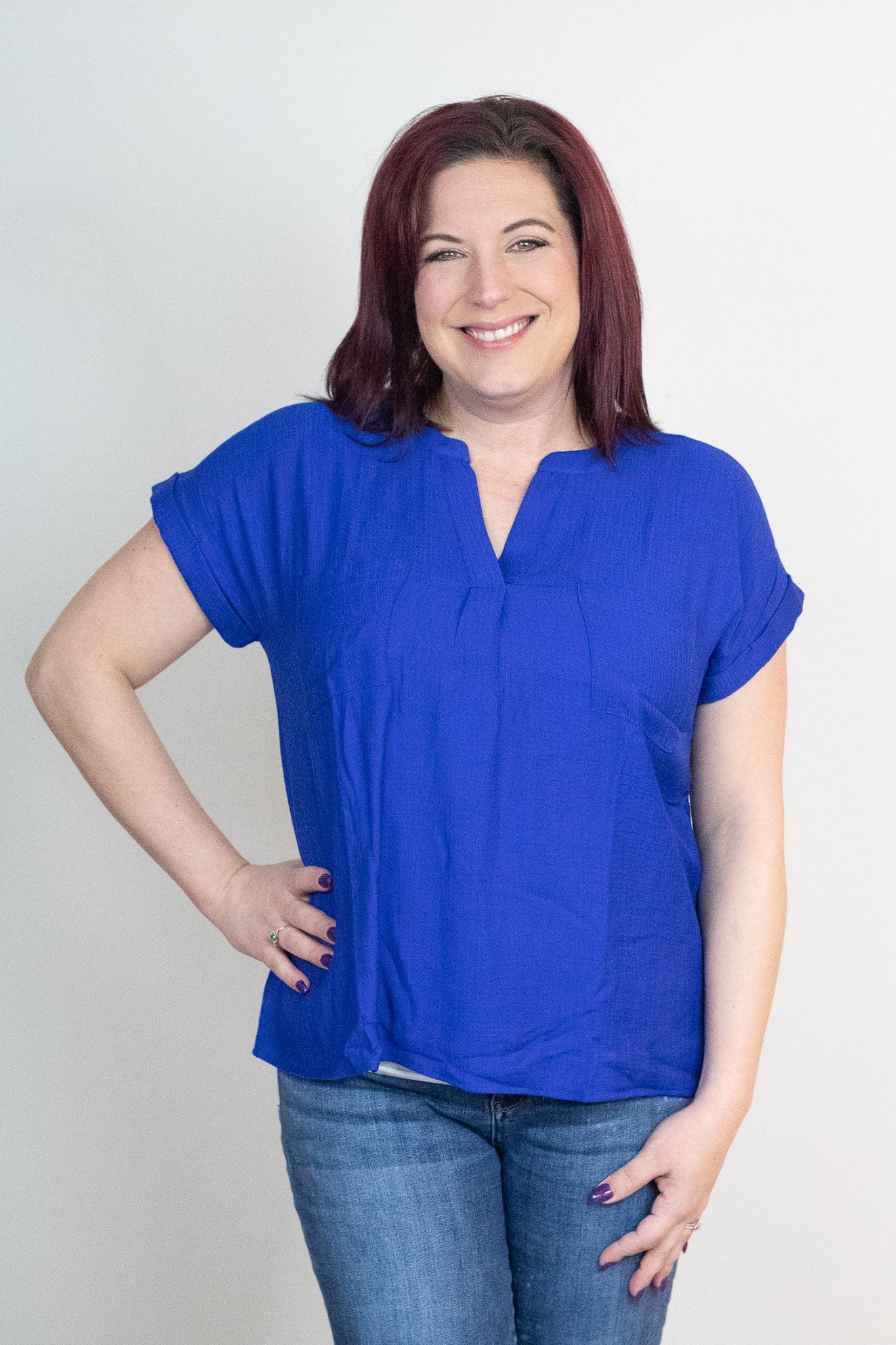 Royal Blue Woven Blouse