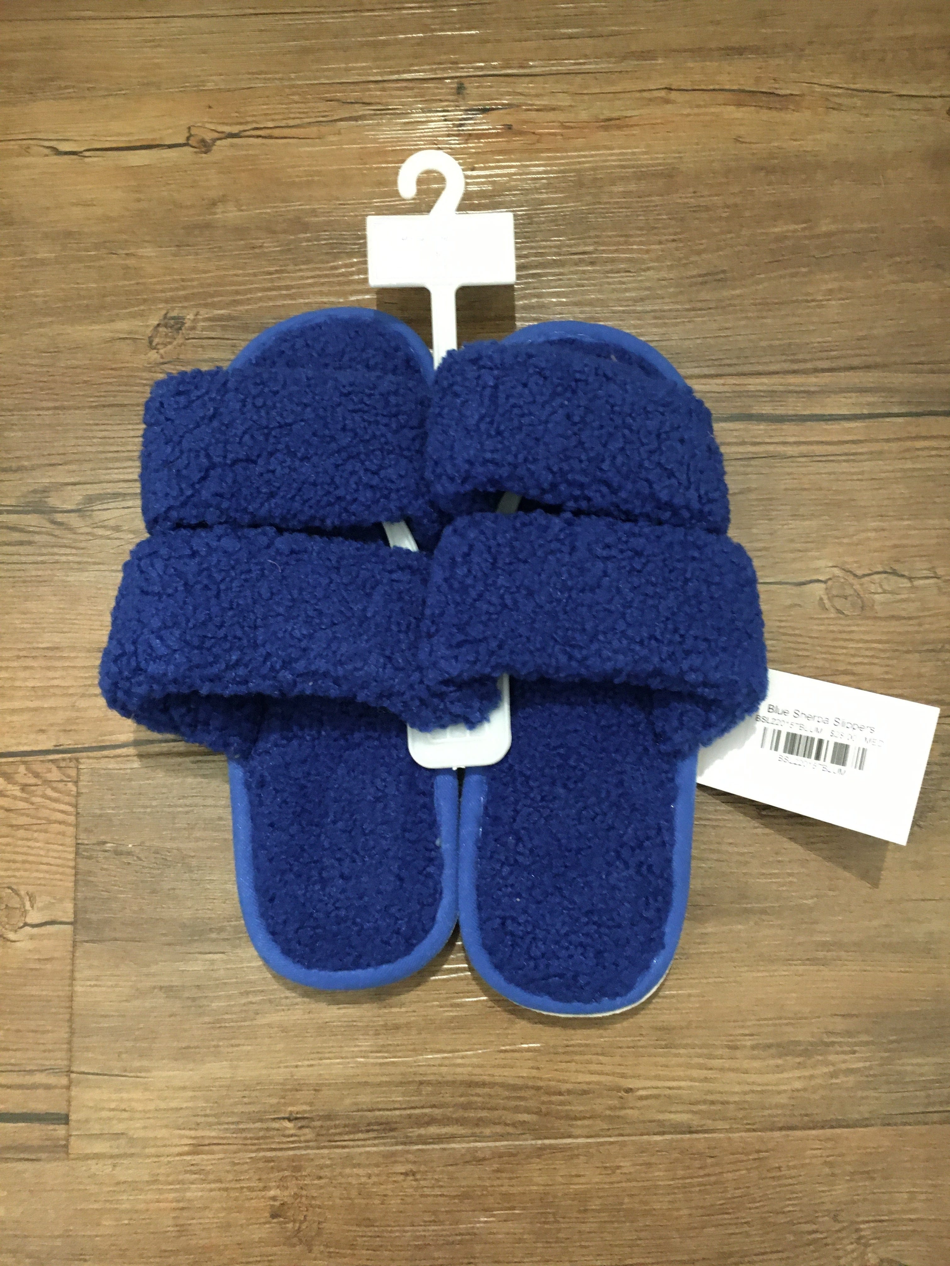 Blue Sherpa Slippers