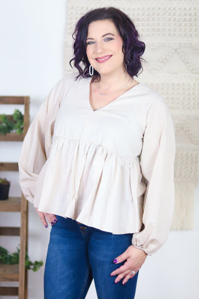 light colored babydoll top