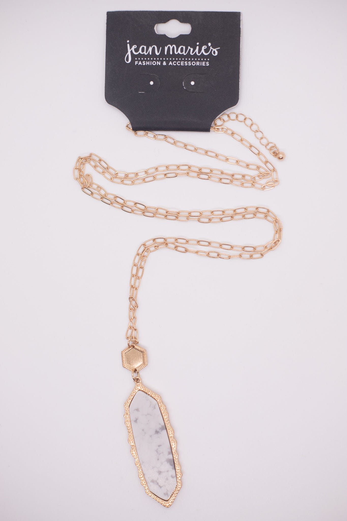 Long Necklace w/Stone Pendant