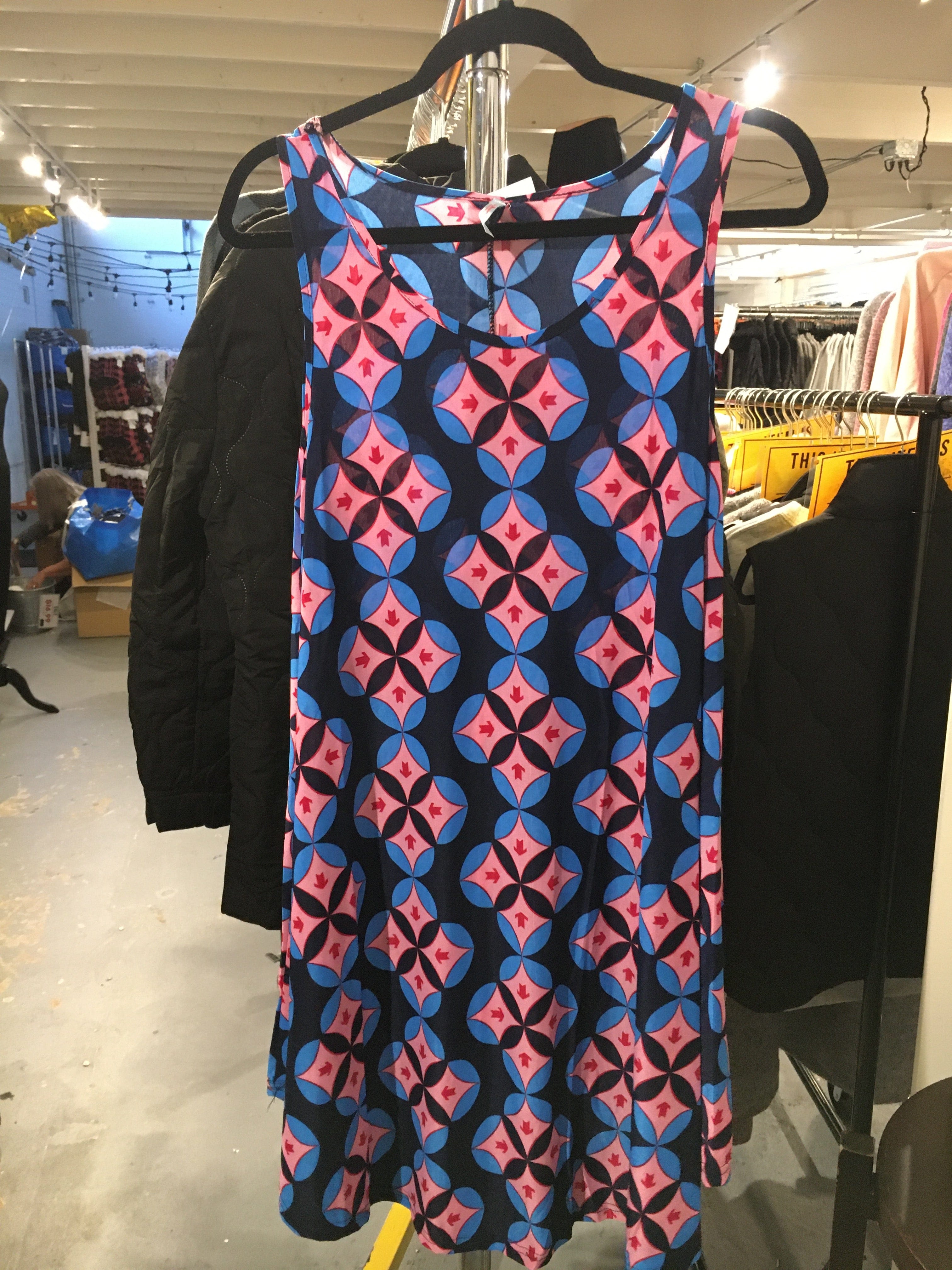 Navy Mosaic OS Swing Dress