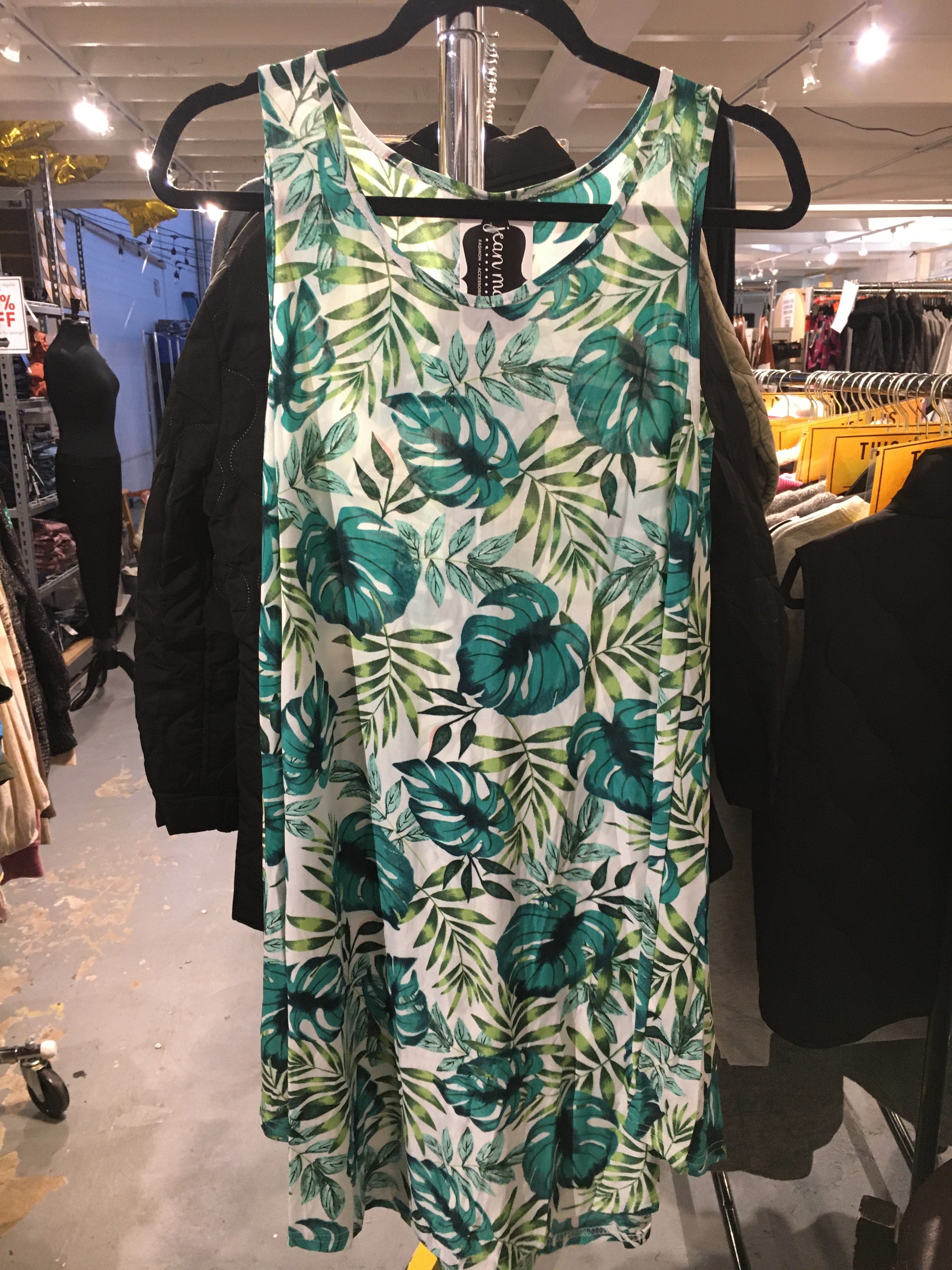 Tropical Leaf OS Swing Dress