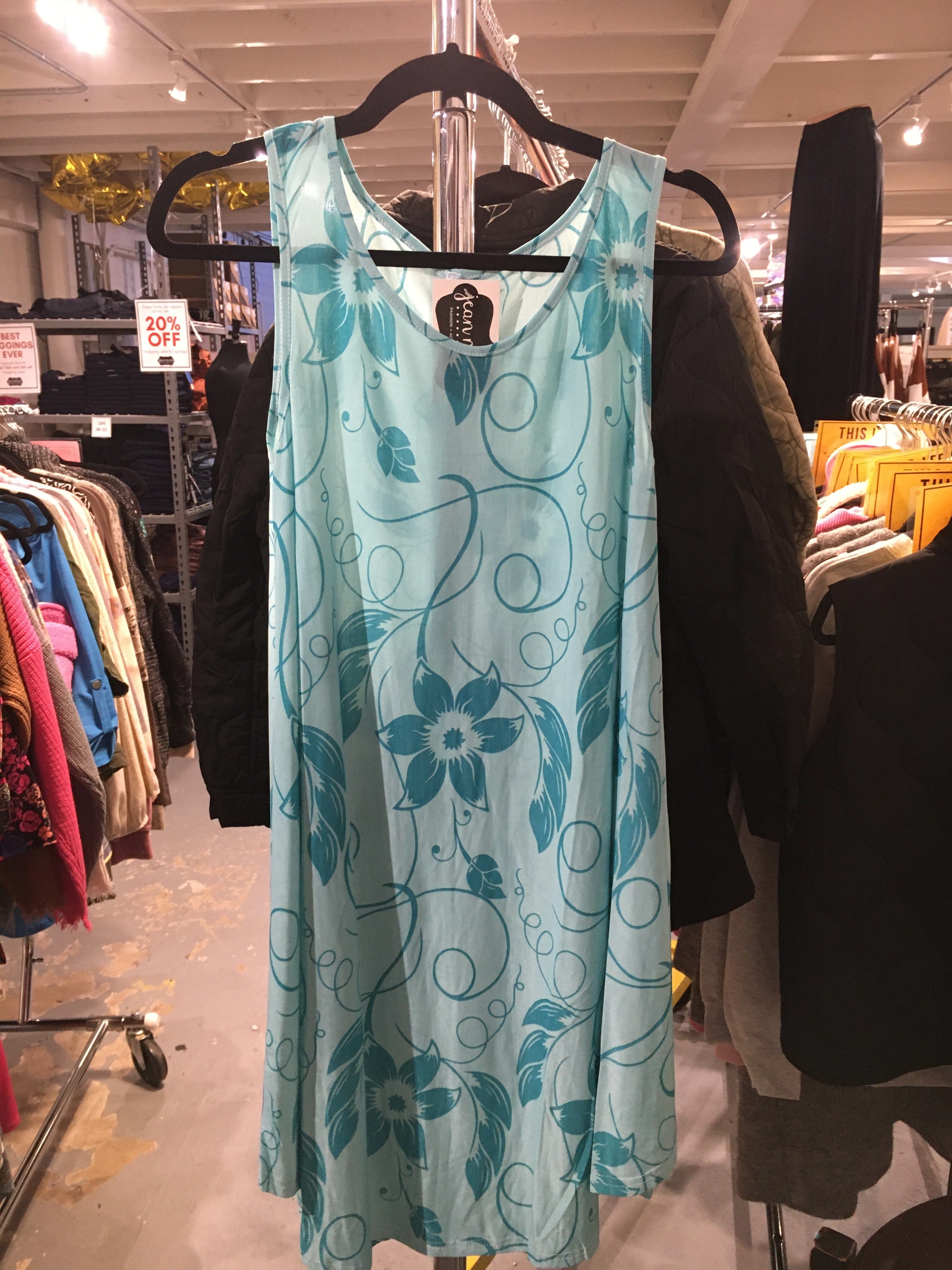 Turquoise Floral OS Swing Dress