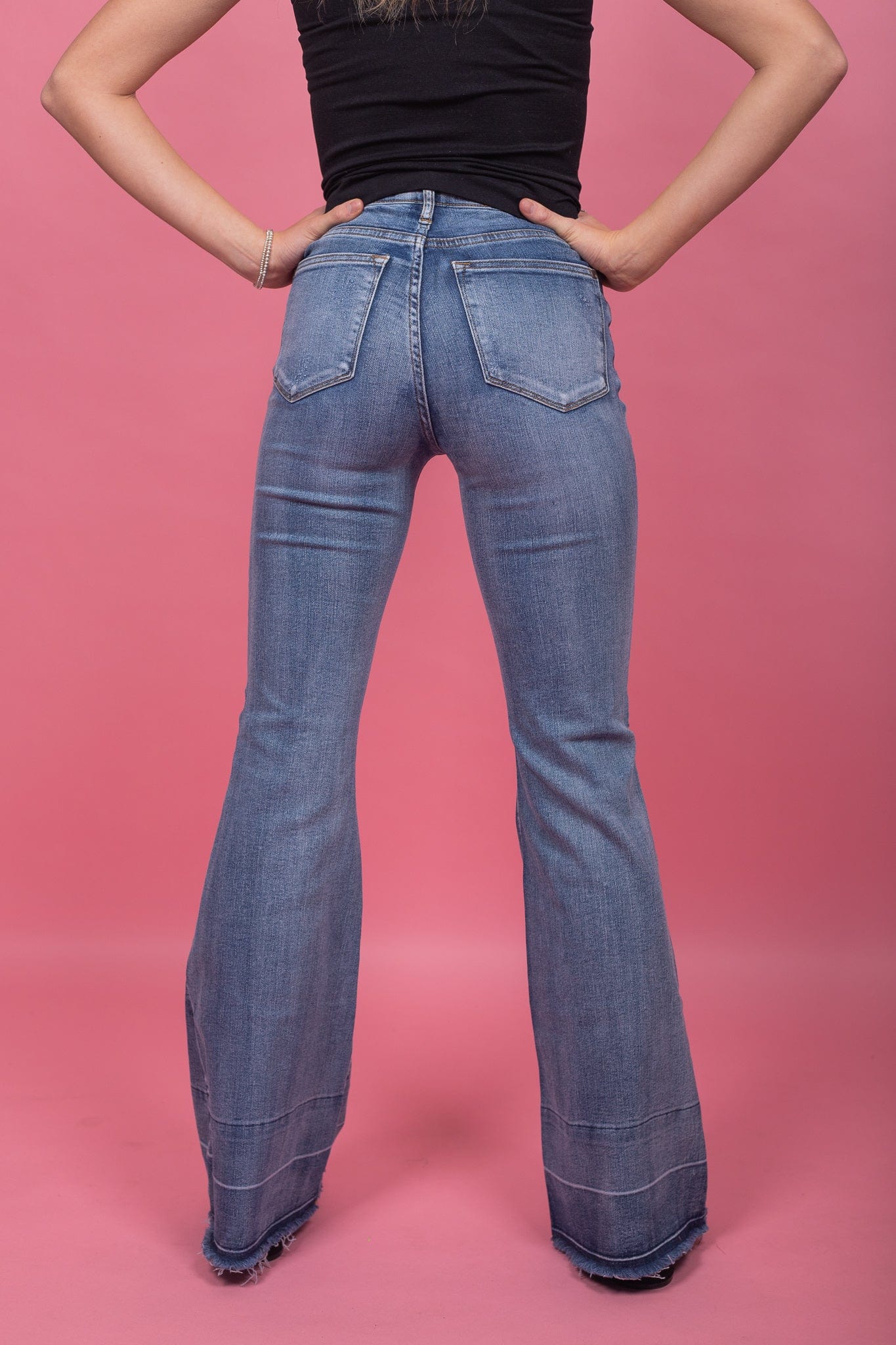 High Waist Release Hem Flare Jean