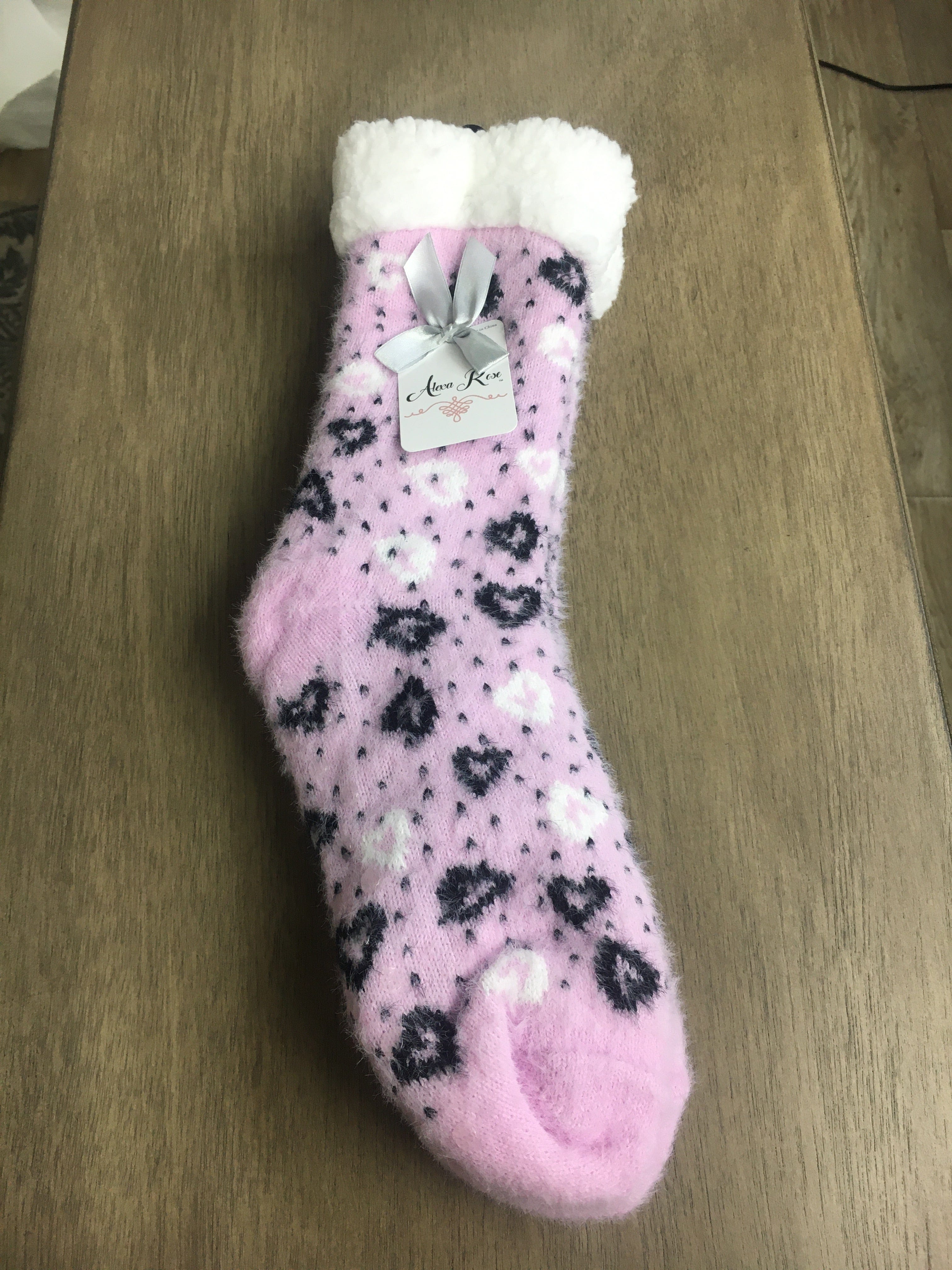 Pink W/ Hearts Sherpa Booties