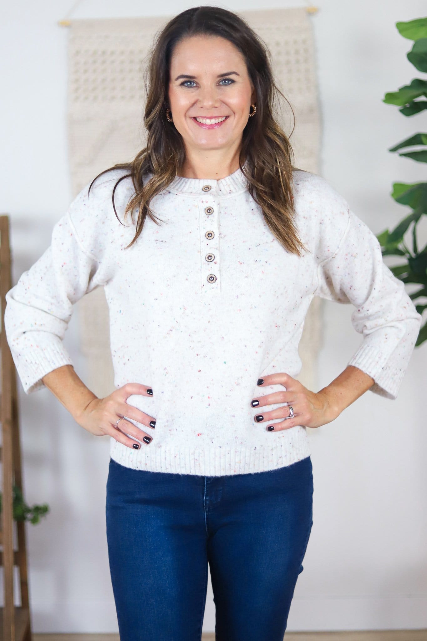White button up sweater 