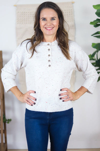 White button up sweater 
