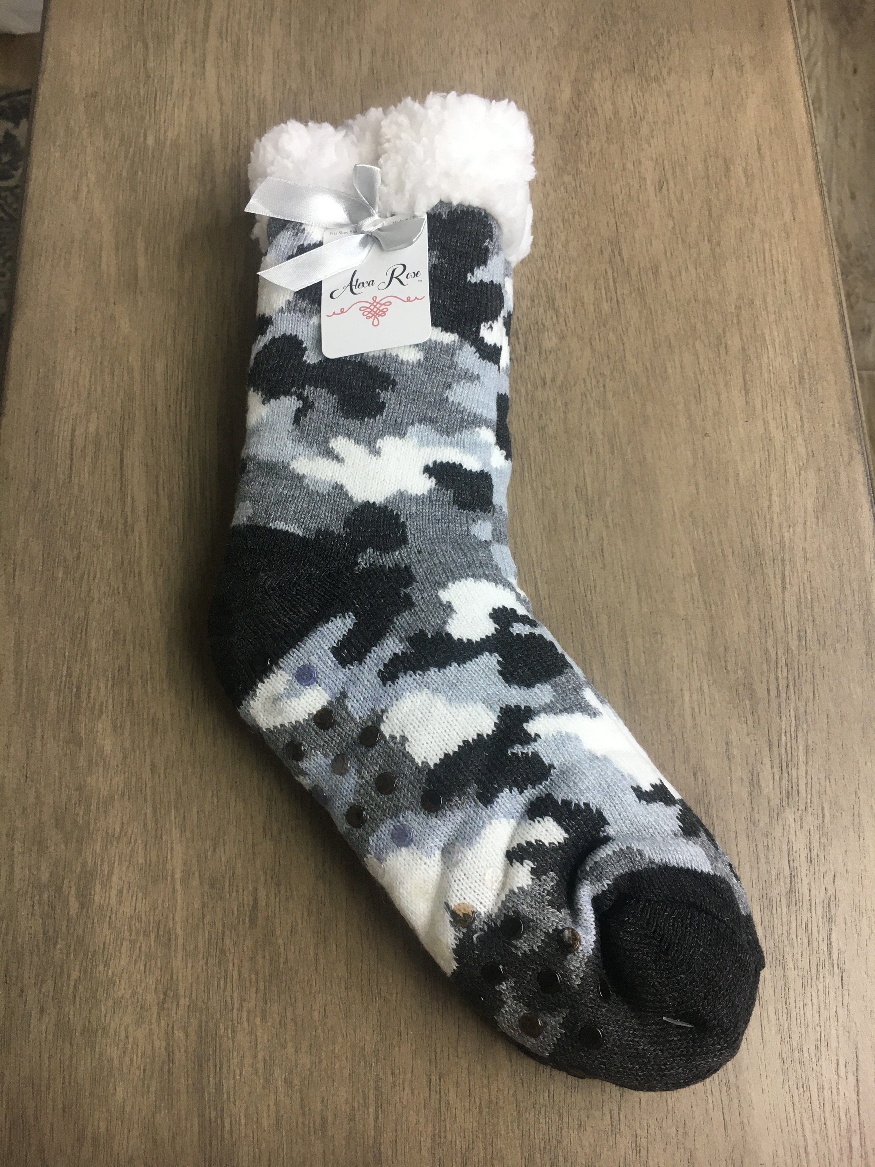 Grey Camo Sherpa Booties