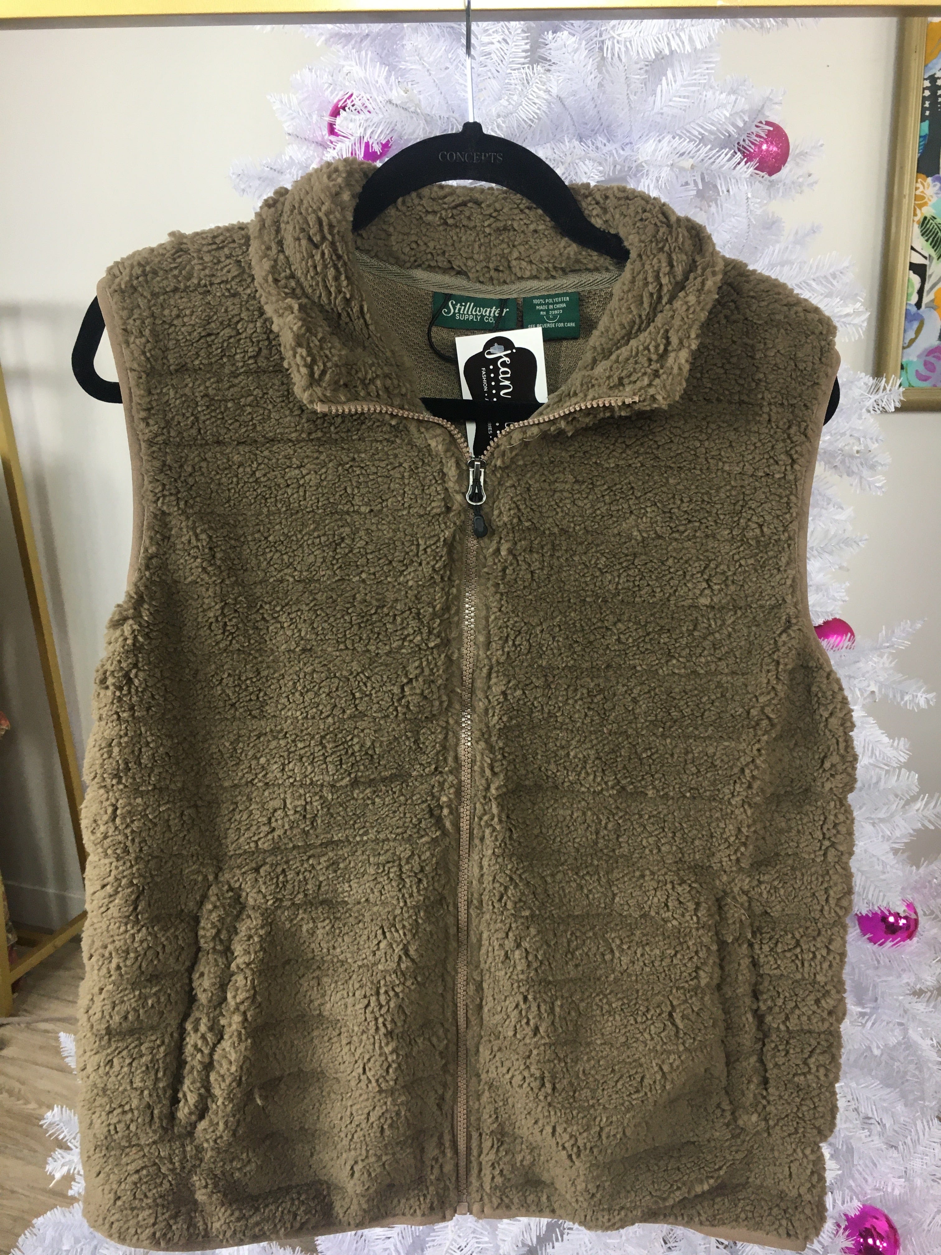 Brown Sherpa Zip Vest