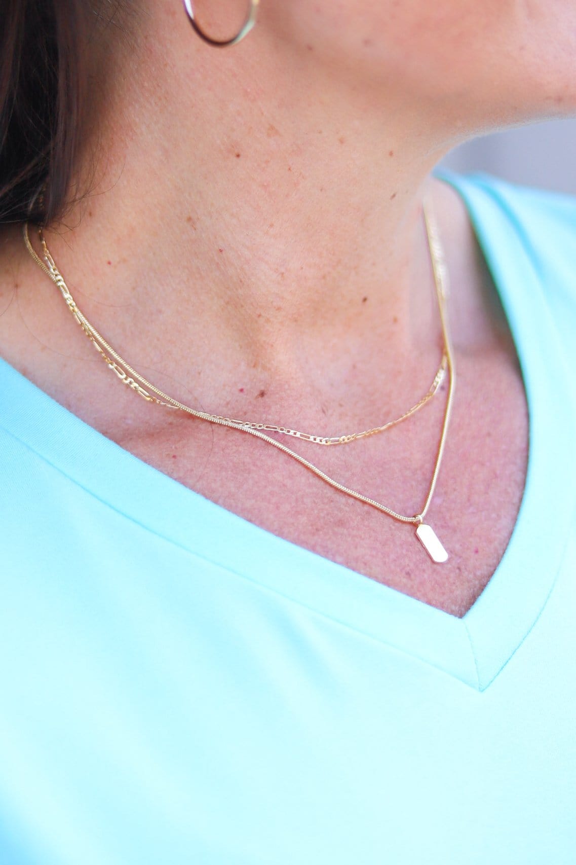 Gold Plated Delicate Double Layer Necklace