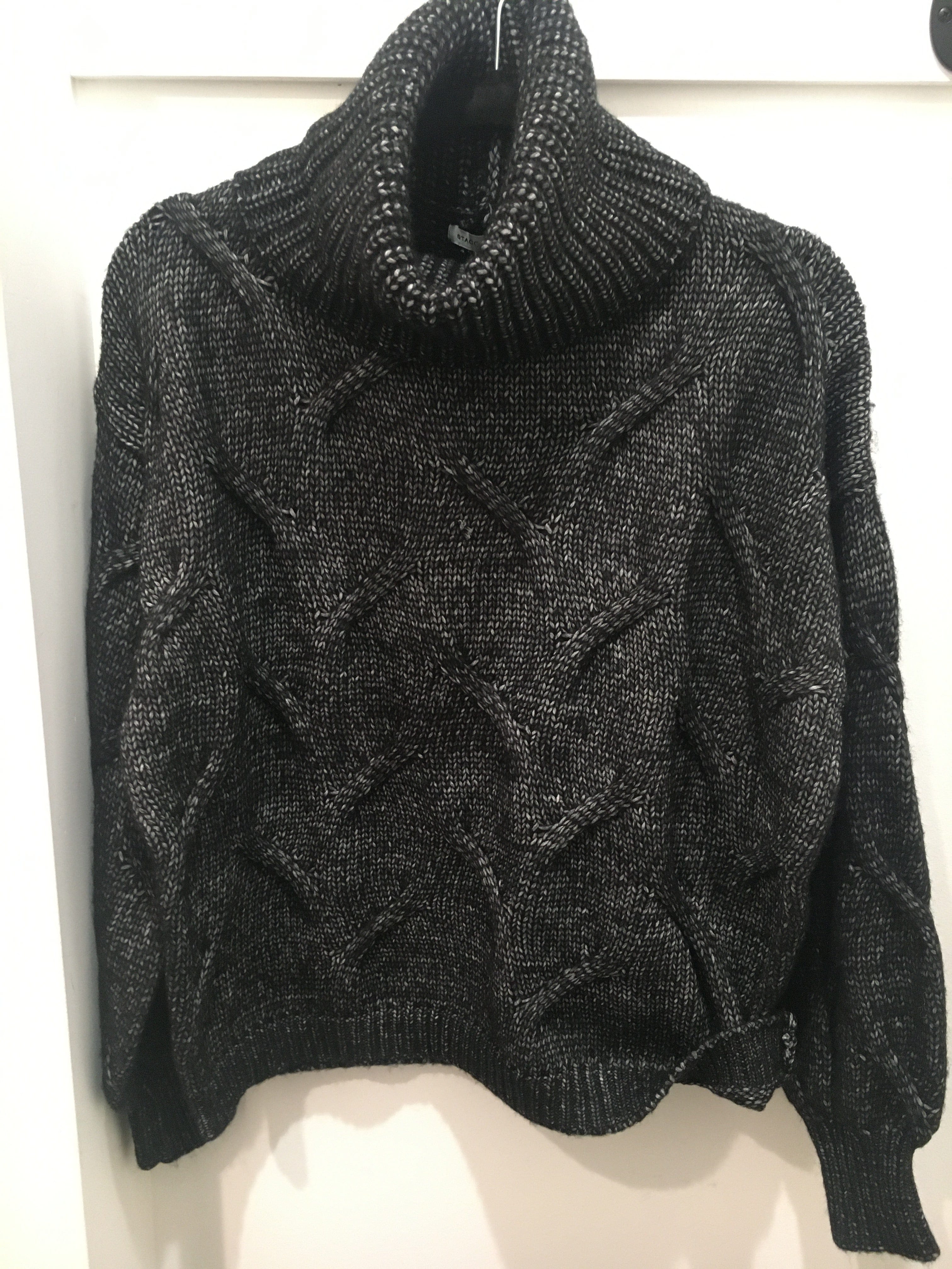 Black Texture Turtleneck Sweater