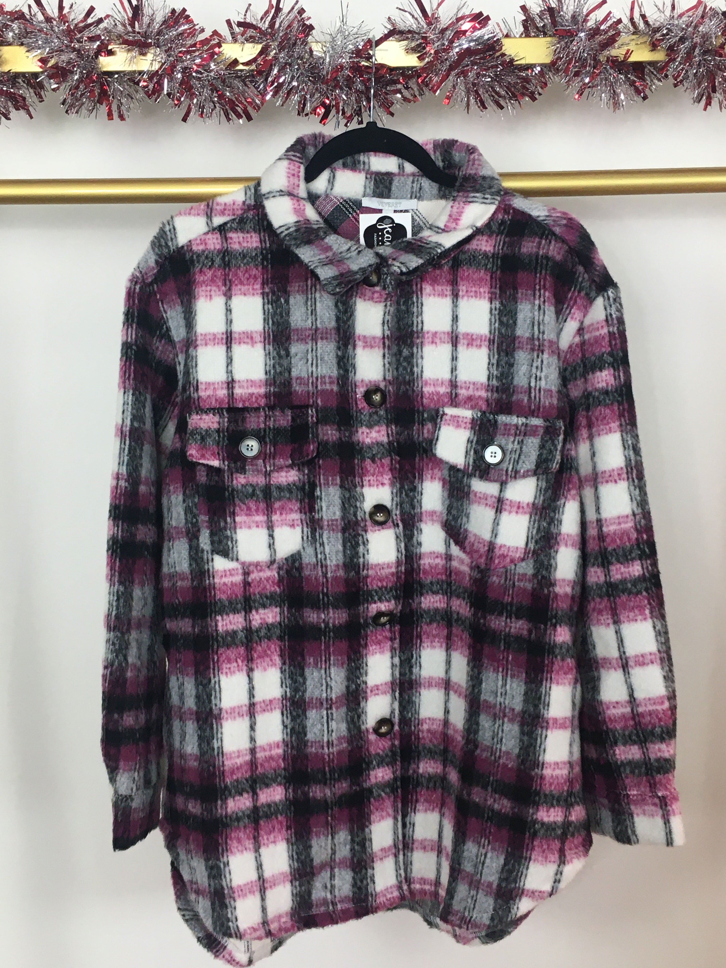 Whitney Fuchsia Plaid Brushed Shacket