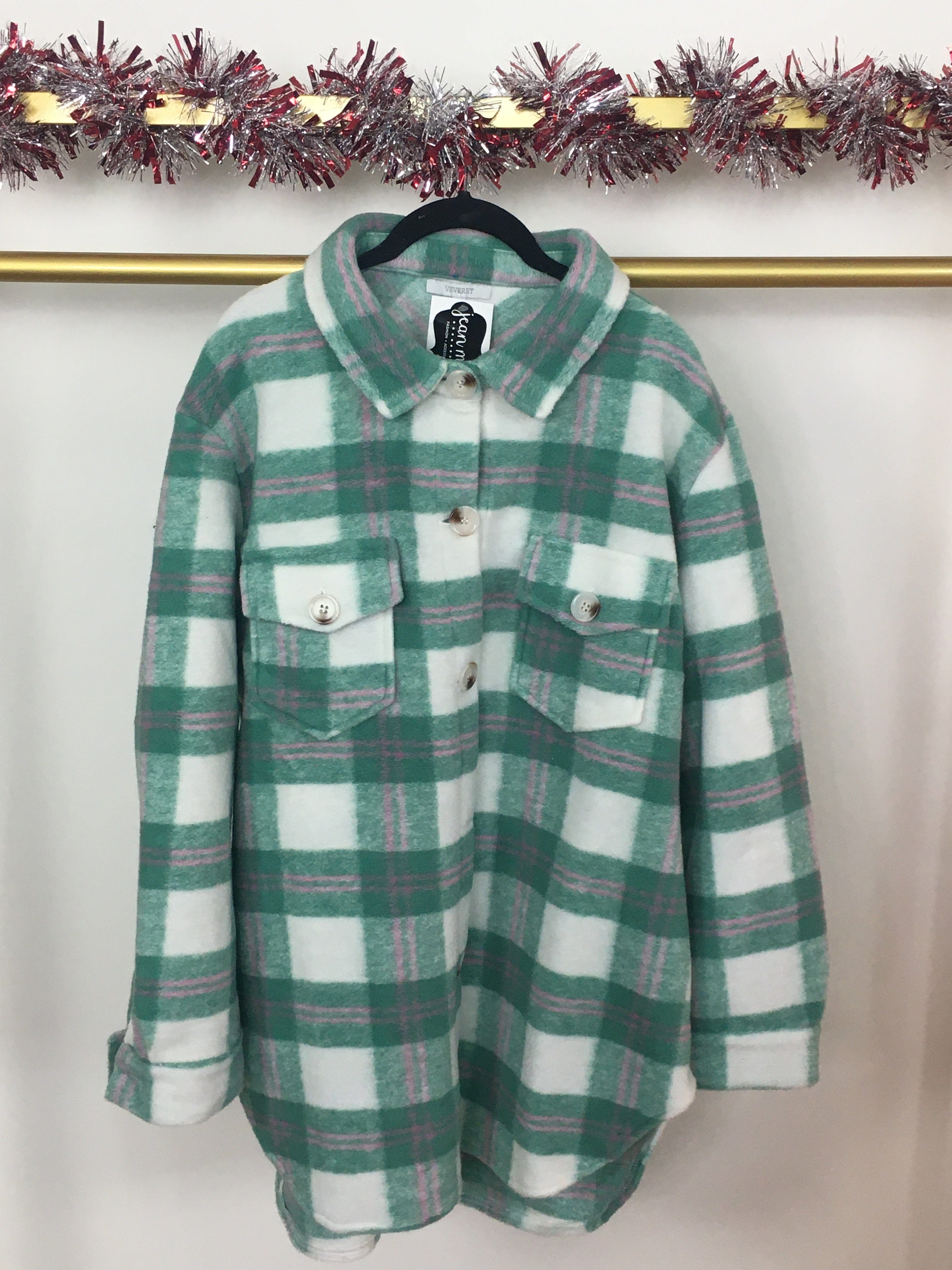 Kelly Green Plaid Brushed Shacket
