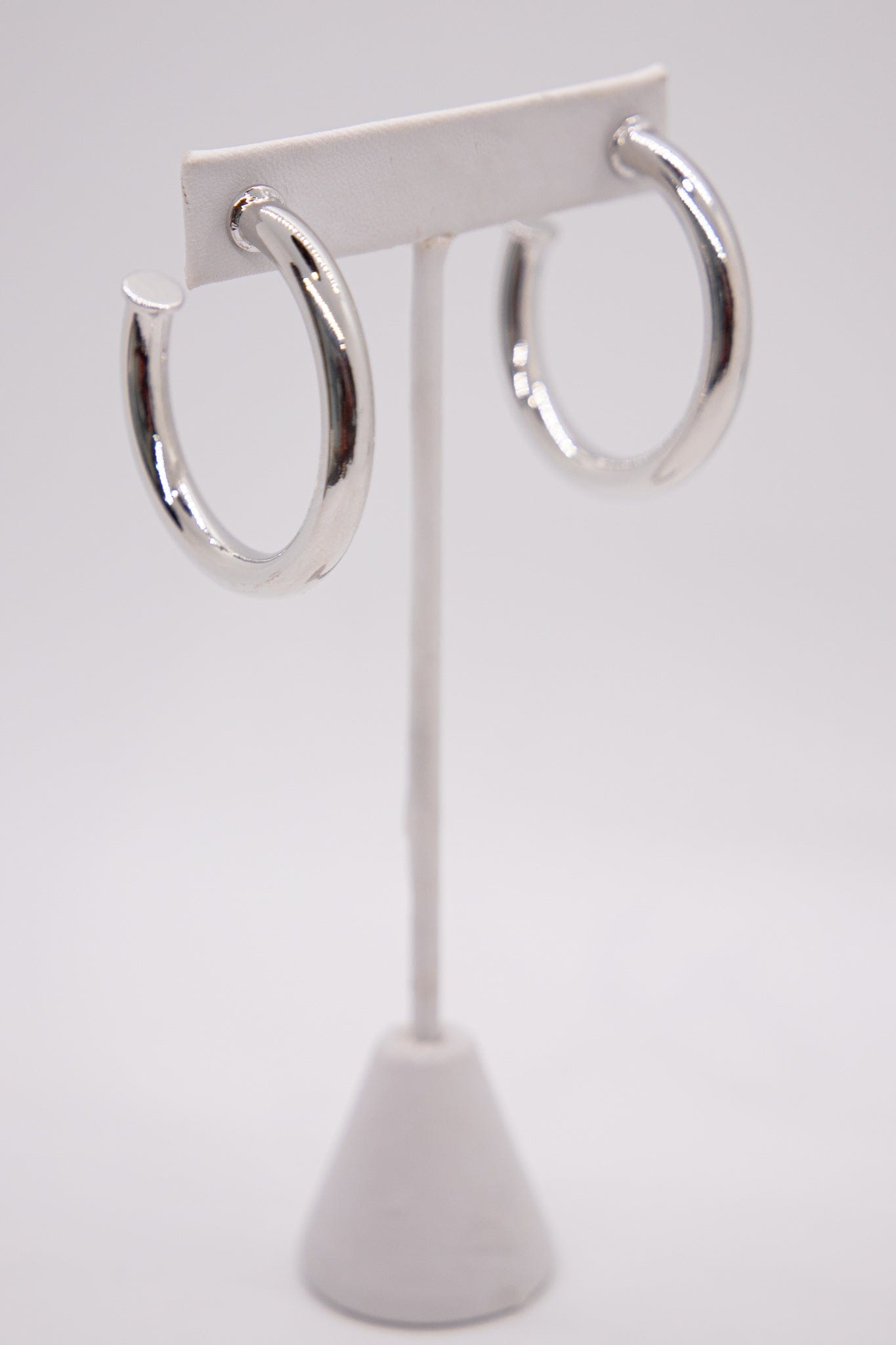 Silver Tube Hoop Earrings