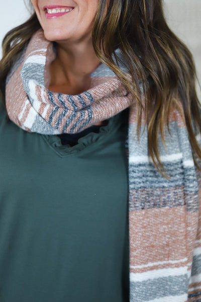 red blue and white washed scarf detail 